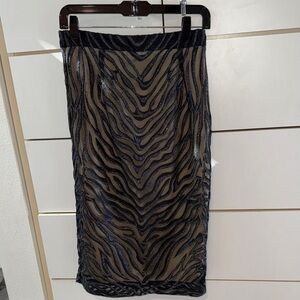 Christian Siriano Black and Tan Zebra Pencil Skirt